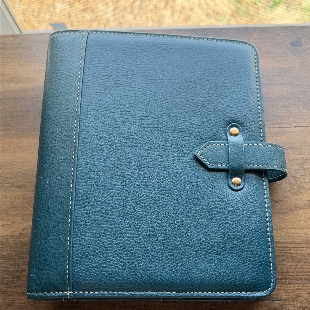 Franklin Covey Vintage Aurora Classic Leather Binder deep blue